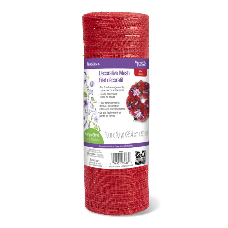 FloraCraft Decorative Mesh 10 Inch x 10 Yard Red - Image 1